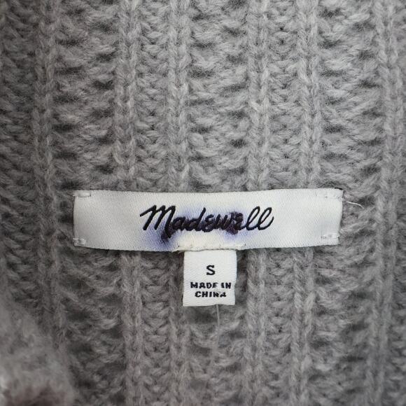 NWOT Madewell 100% Merino Wool Pointelle-Stitch Mockneck Sweater Grey Small - Picture 6 of 7
